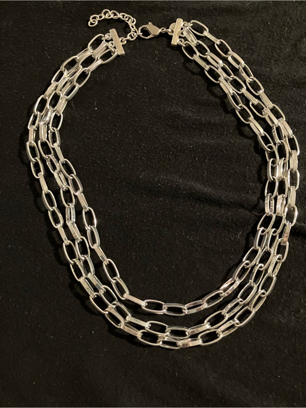 Monet Three-Strand Silver-Tone Link Necklace